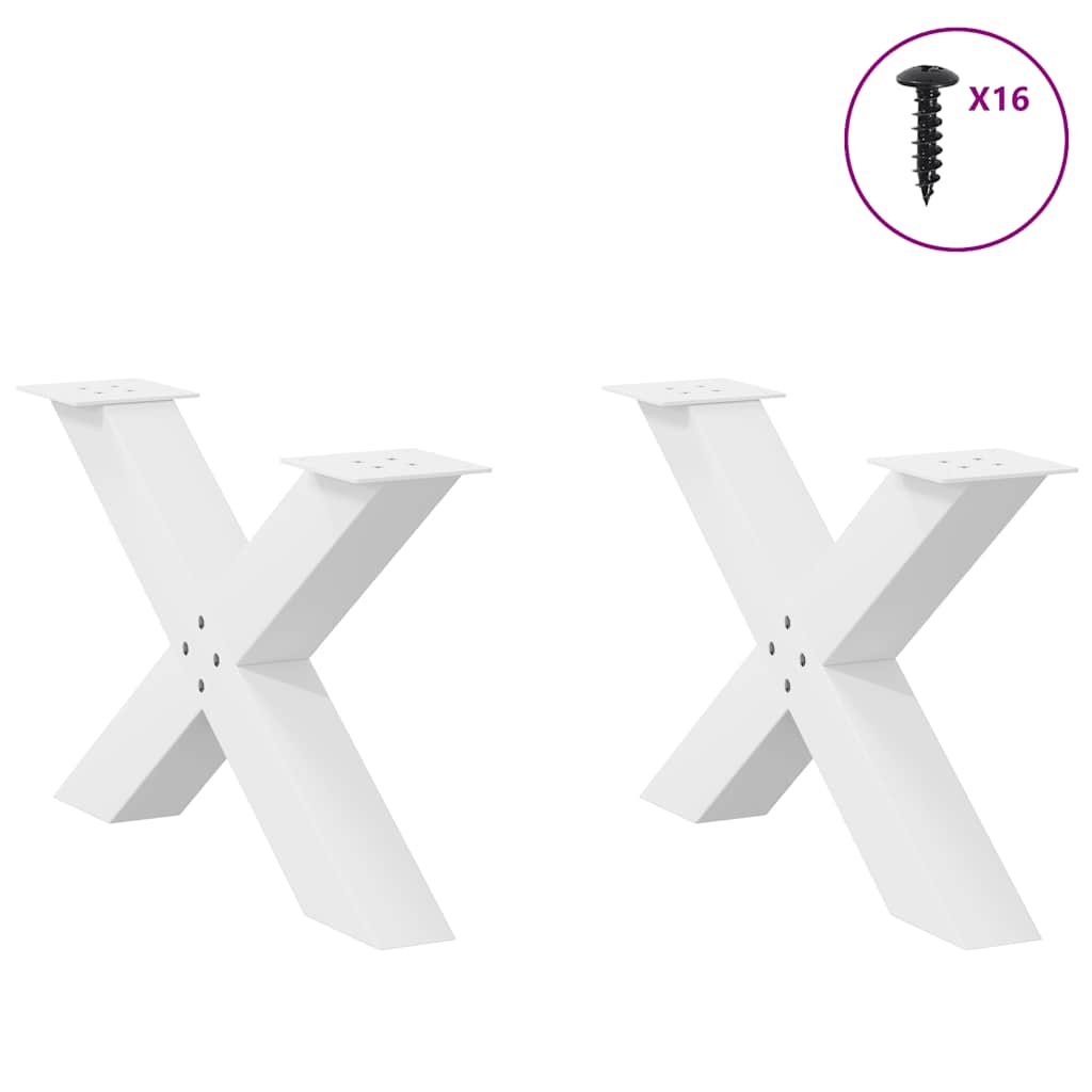 Thumbnail - vidaXL Couchtischbeine X-Form 2 Stk. Weiß 70x(42-43) cm Stahl