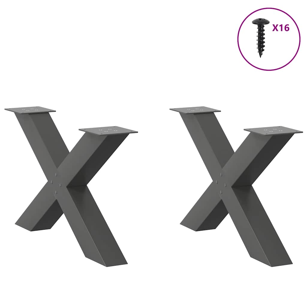 Thumbnail - vidaXL Couchtischbeine X-Form 2 Stk. Anthrazit 70x(42-43) cm Stahl