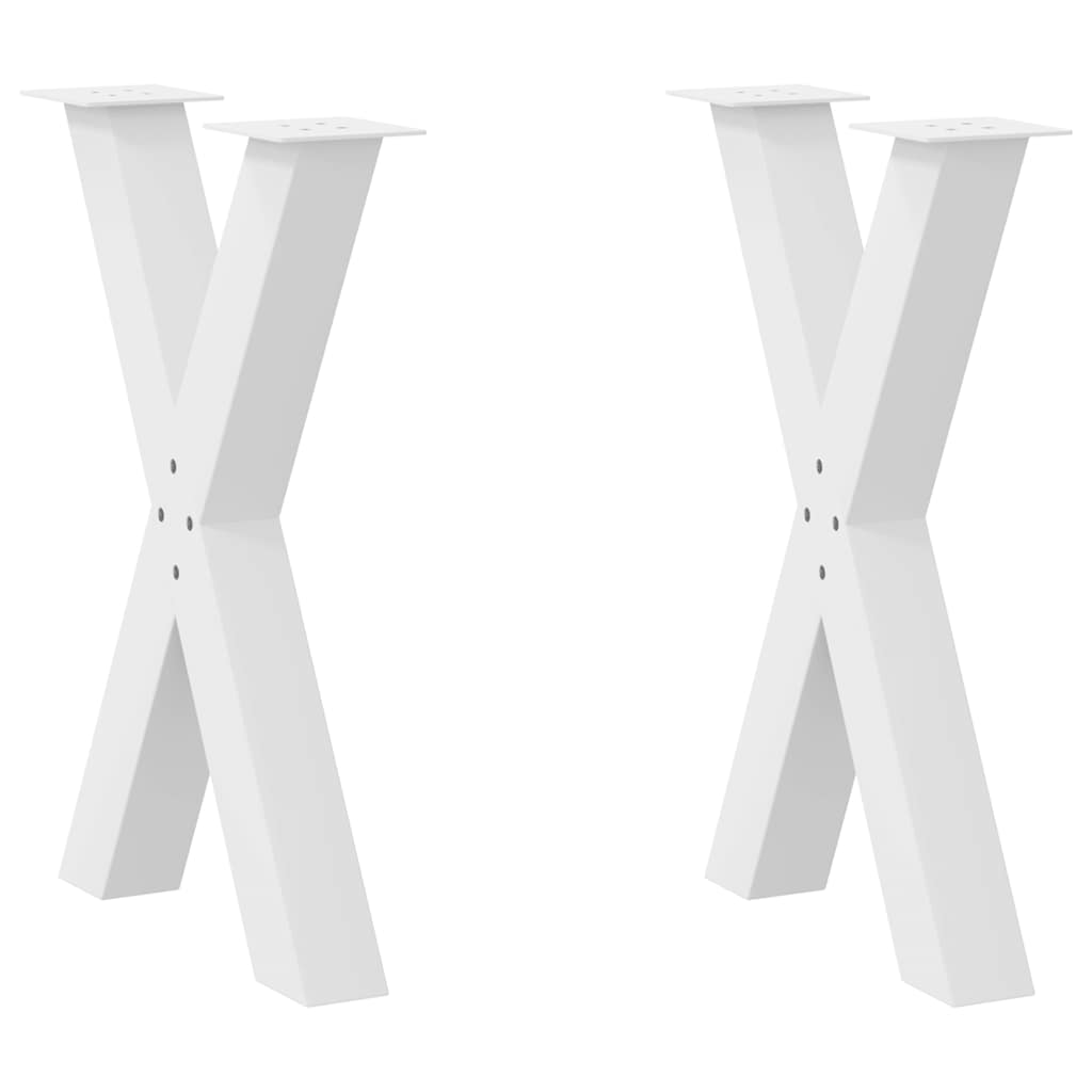 Pernas p/ mesa de jantar 2 pcs forma X 60x(72-73) cm aço branco