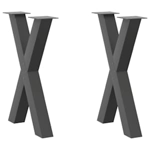 Nohy k jídelnímu stolu ve tvaru X, 2 ks, antracitové, 60 x (72-73) cm, ocel - obrázek 1