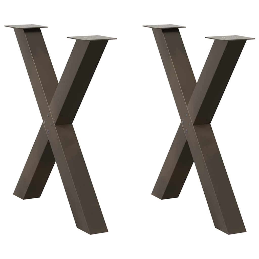 vidaXL Esstischbeine X-Form 2 Stk. Naturstahl 80x(72-73) cm Stahl