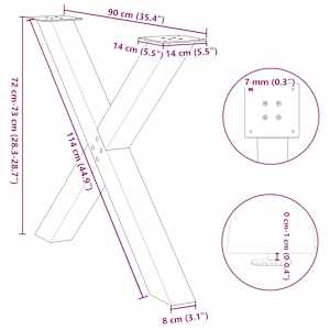 Nohy k jídelnímu stolu ve tvaru X, 2 ks, bílé, 90 x (72-73) cm, ocel - obrázek 10