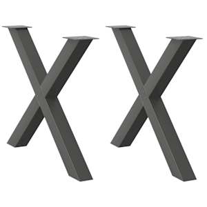 Noge za jedilno mizo v obliki črke X, 2 kosa, antracitne, 90 x (72-73) cm, jeklo