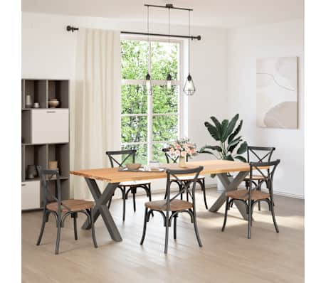 vidaXL P&eacute;s para mesa de jantar em formato de X, 2 pe&ccedil;as, antracite, 90x (72-73) cm, a&ccedil;o