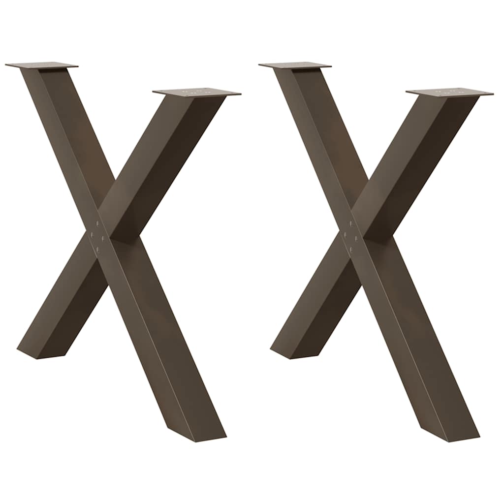 vidaXL Nohy k jídelnímu stolu ve tvaru X, 2 ks, přírodní ocel, 90 x (72-73) cm, ocel