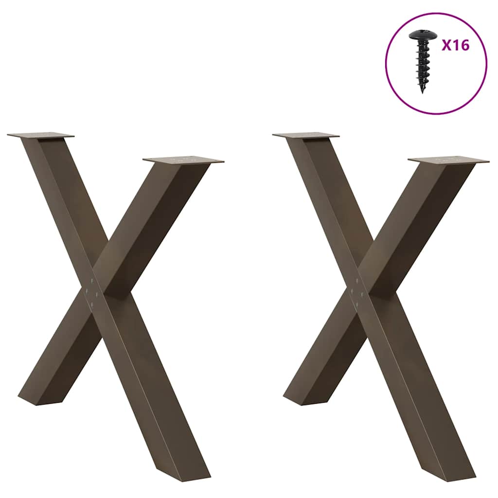 Thumbnail - vidaXL Esstischbeine X-Form 2 Stk. Naturstahl 90x(72-73) cm Stahl