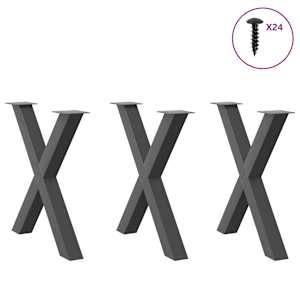 Nohy k jídelnímu stolu ve tvaru X, 3 ks, antracitové, 70 x (72-73) cm, ocel - obrázek 3