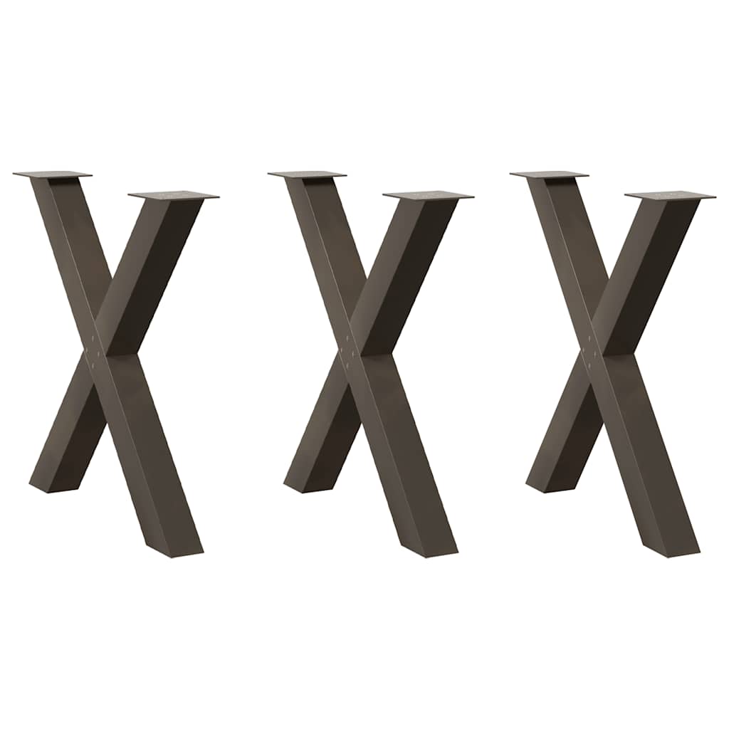 vidaXL Nohy k jídelnímu stolu ve tvaru X, 3 ks, přírodní ocel, 70 x (72-73) cm, ocel