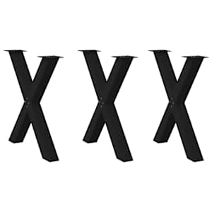 Noge za jedilno mizo v obliki črke X, 3 kosi, črne, 80 x (72-73) cm, jeklo