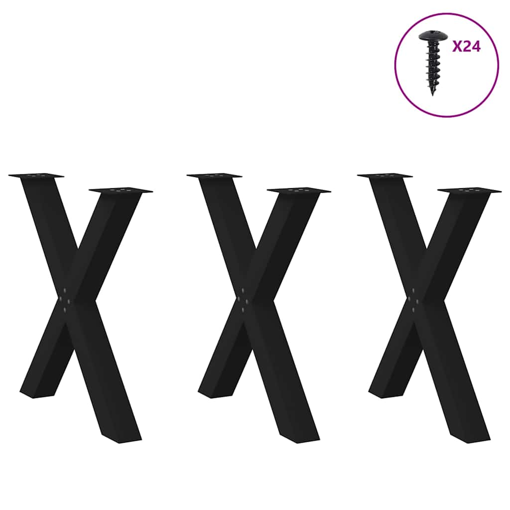 Thumbnail - vidaXL Esstischbeine X-Form 3 Stk. Schwarz 80x(72-73) cm Stahl