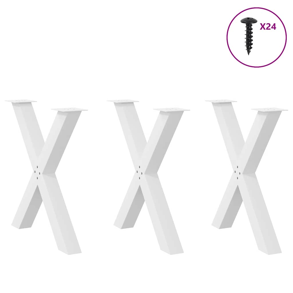 Thumbnail - vidaXL Esstischbeine X-Form 3 Stk. Weiß 80x(72-73) cm Stahl