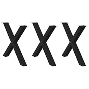 Noge za jedilno mizo v obliki črke X, 3 kosi, črne, 90 x (72-73) cm, jeklo