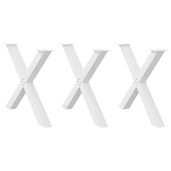 vidaXL s&ouml;&ouml;gilaua jalad, 3 tk, X-kujulised, valged, 90 x (72&ndash;73) cm, teras
