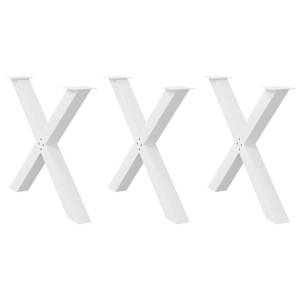 Noge za jedilno mizo v obliki črke X, 3 kosi, bele barve, 90 x (72-73) cm, jeklo