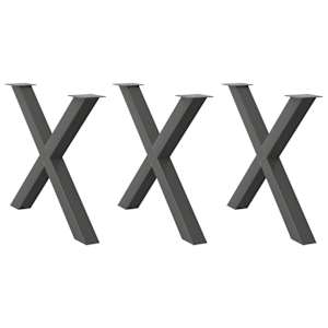 Noge za jedilno mizo v obliki črke X, 3 kosi, antracitne, 90 x (72-73) cm, jeklo