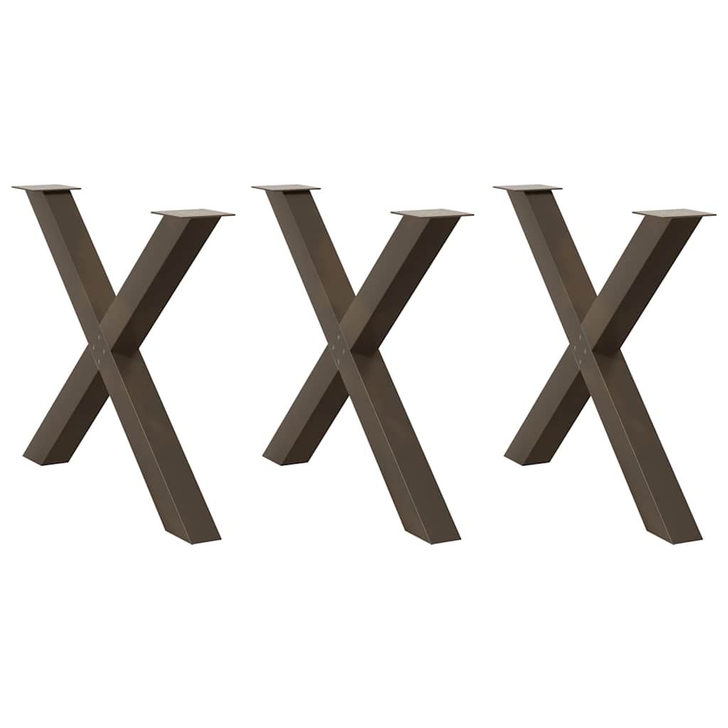 vidaXL Nohy k jídelnímu stolu ve tvaru X, 3 ks, přírodní ocel, 90 x (72-73) cm, ocel