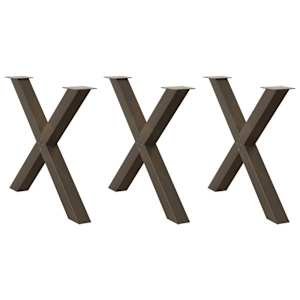 Noge za jedilno mizo v obliki črke X, 3 kosi, naravno jeklo, 90 x (72-73) cm, jeklo