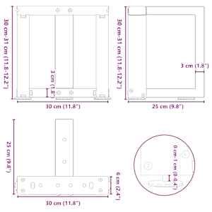 Nohy konferenčního stolku ve tvaru T, 2 ks, bílé, 30 x 25 x (30-31) cm, ocel - obrázek 10