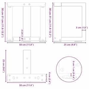 Nohy konferenčního stolku ve tvaru T, 2 ks, černé, 30 x 25 x (30-31) cm, ocel - obrázek 10
