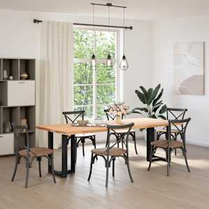 vidaXL P&eacute;s de mesa de jantar em forma de T, 2 pe&ccedil;as, preto, 50x35x(72-73) cm, a&ccedil;o