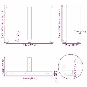 Nohy k jídelnímu stolu ve tvaru T, 2 ks, bílé, 90 x 35 x (72-73) cm, ocel - obrázek 10