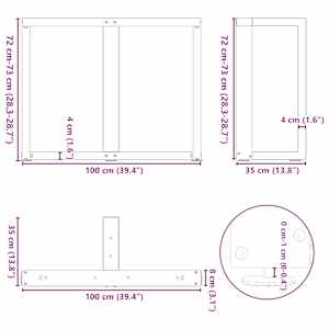Nohy k jídelnímu stolu ve tvaru T, 2 ks, černé, 100 x 35 x (72-73) cm, ocel - obrázek 10