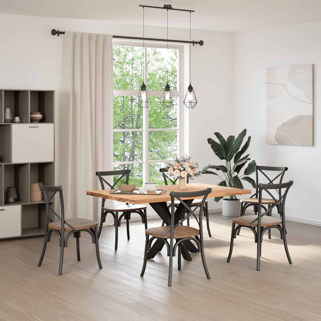 vidaXL étkezőasztal pók alakú fekete acél láb 85x85x(72-73) cm
