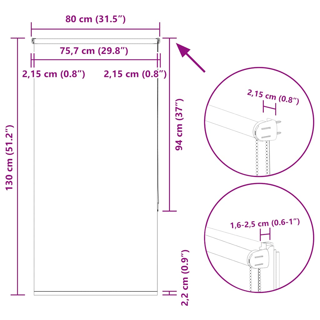 Rolgordijn verduisterend koffie 80x130 cm stofbreedte 75,7 cm image 18