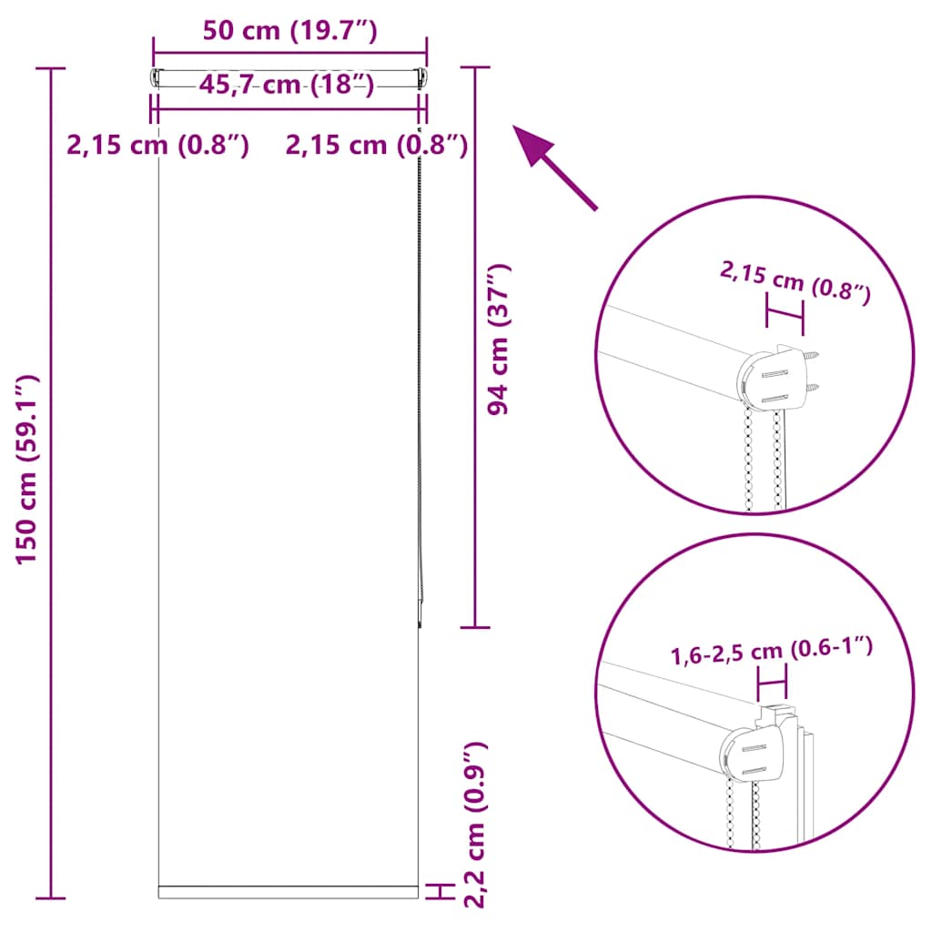 Rolgordijn verduisterend koffie 50x150 cm stofbreedte 45,7 cm image 18