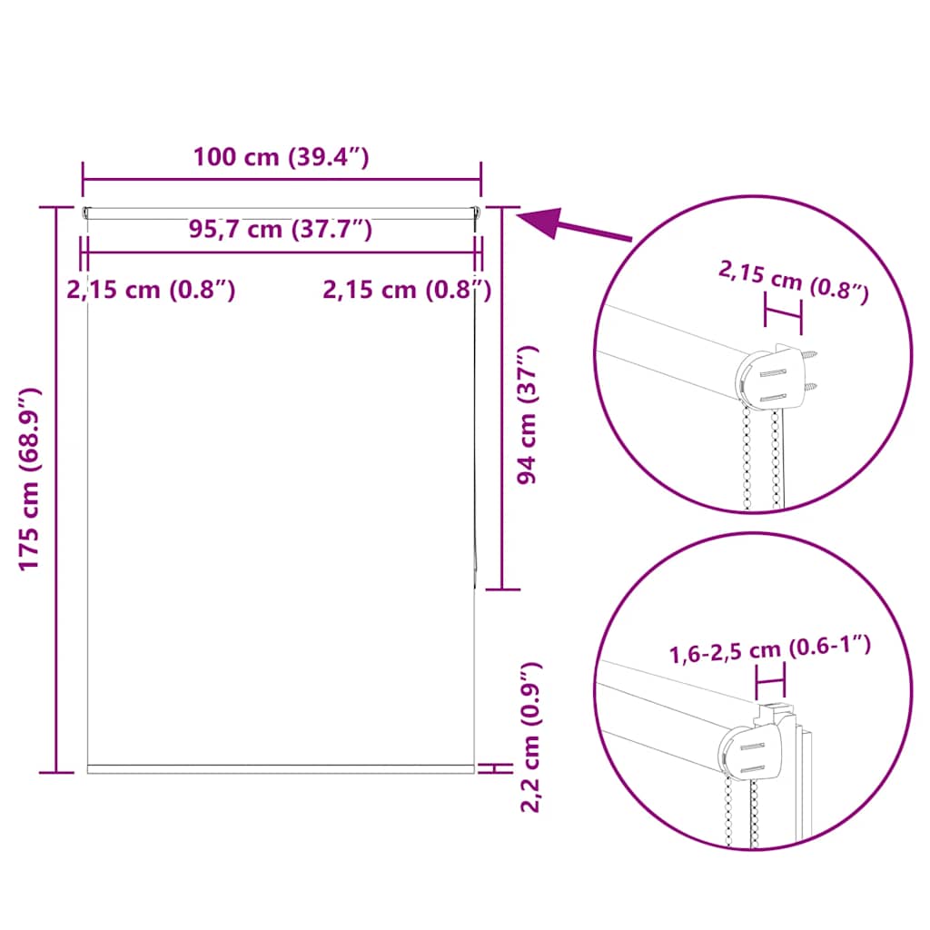 Rolgordijn verduisterend koffie 100x175 cm stofbreedte 95,7 cm image 18