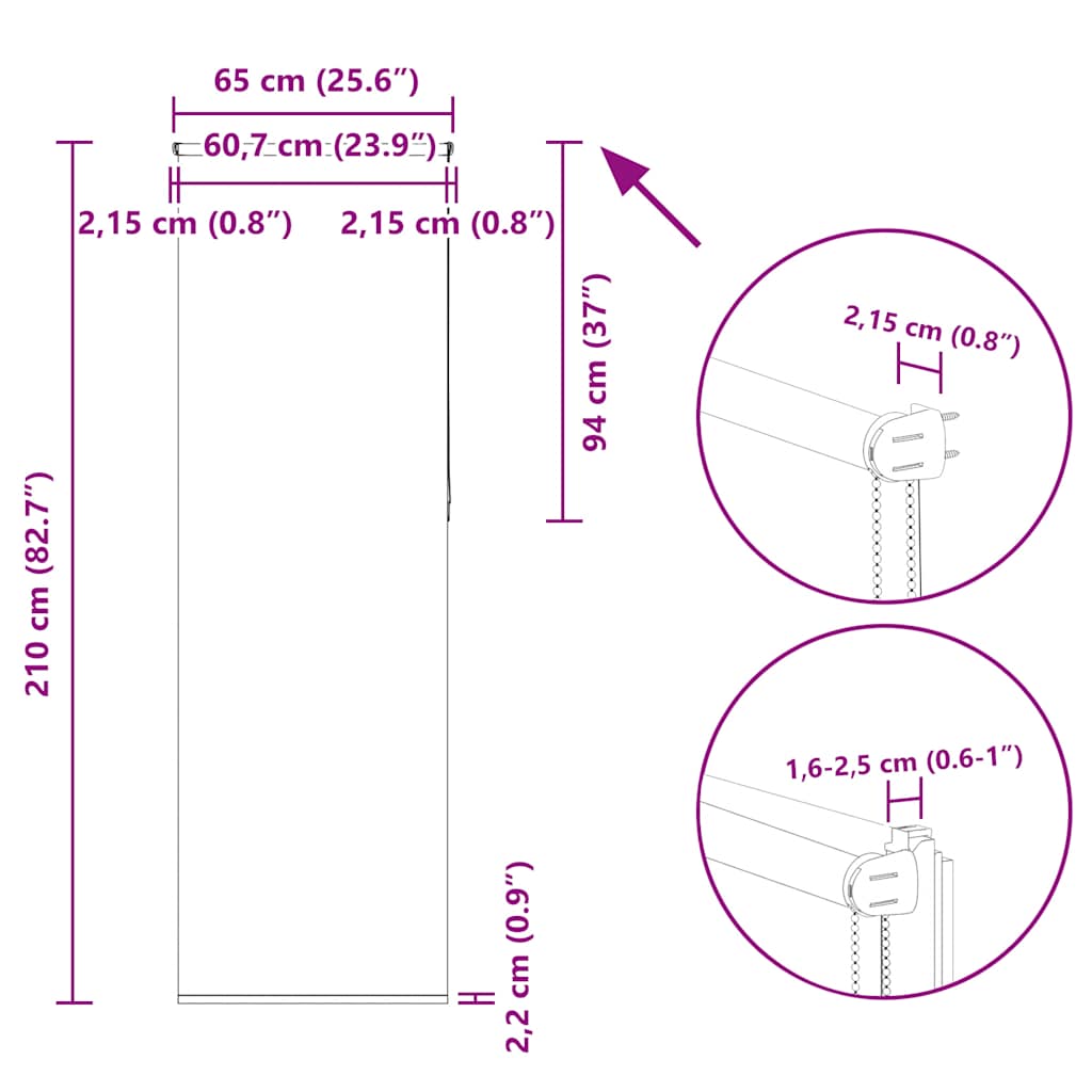 Rolgordijn verduisterend koffie 65x210 cm stofbreedte 60,7 cm image 18