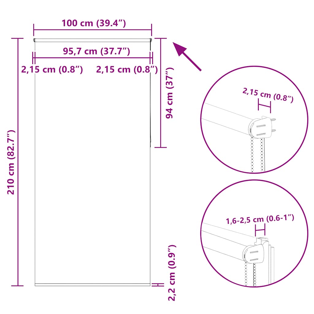 Rolgordijn verduisterend koffie 100x210 cm stofbreedte 95,7 cm image 18