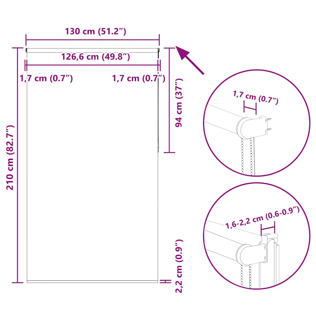 Rolgordijn verduisterend koffie 130x210 cm stofbreedte 126,6 cm image 18