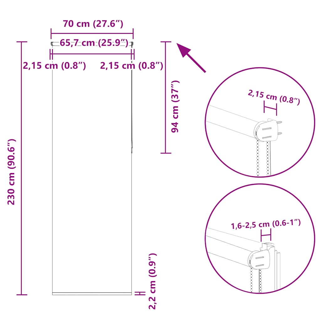 Rolgordijn verduisterend koffie 70x230 cm stofbreedte 65,7 cm image 18
