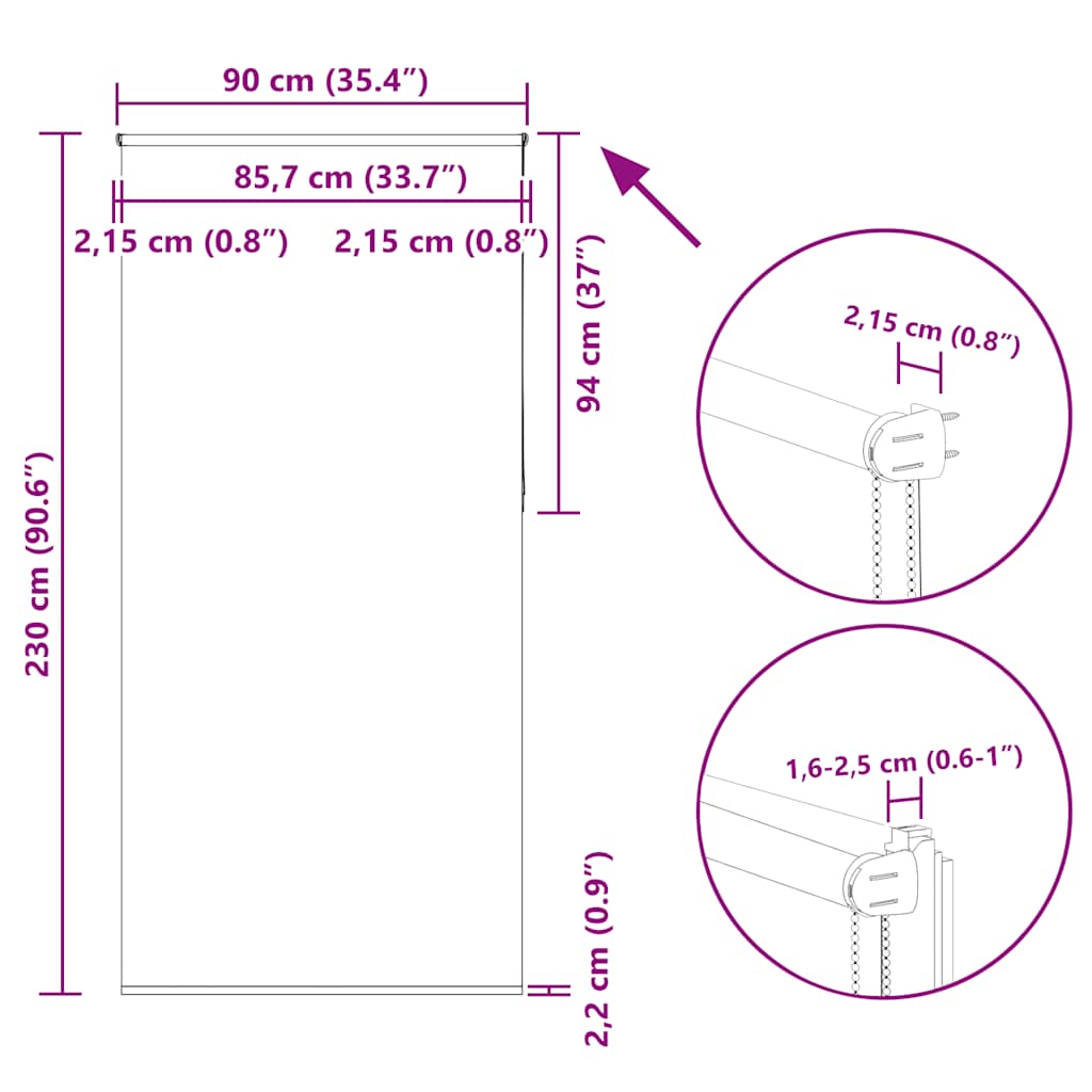 Rolgordijn verduisterend koffie 90x230 cm stofbreedte 85,7 cm image 18