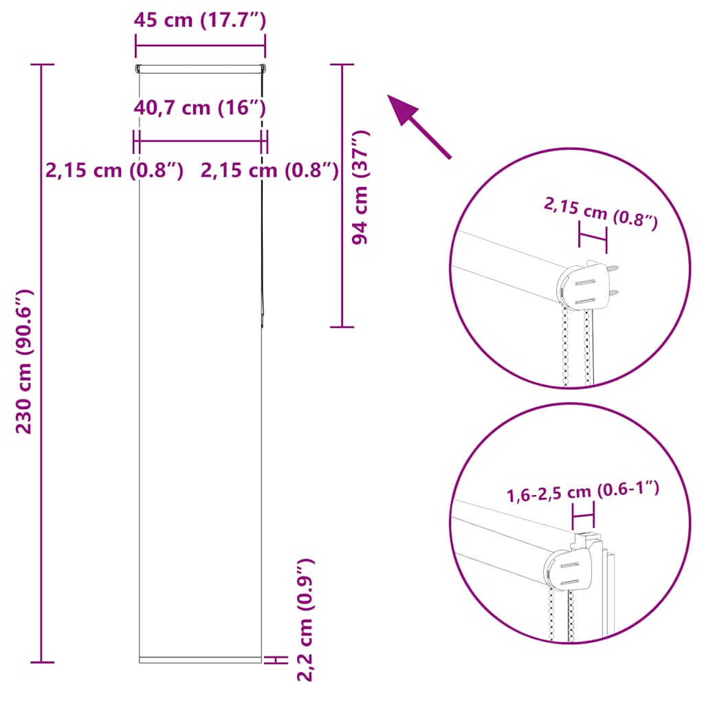 Roleta zatemňovací 45x230 cm šířka látky 40,7 cm polyester - obrázek 18
