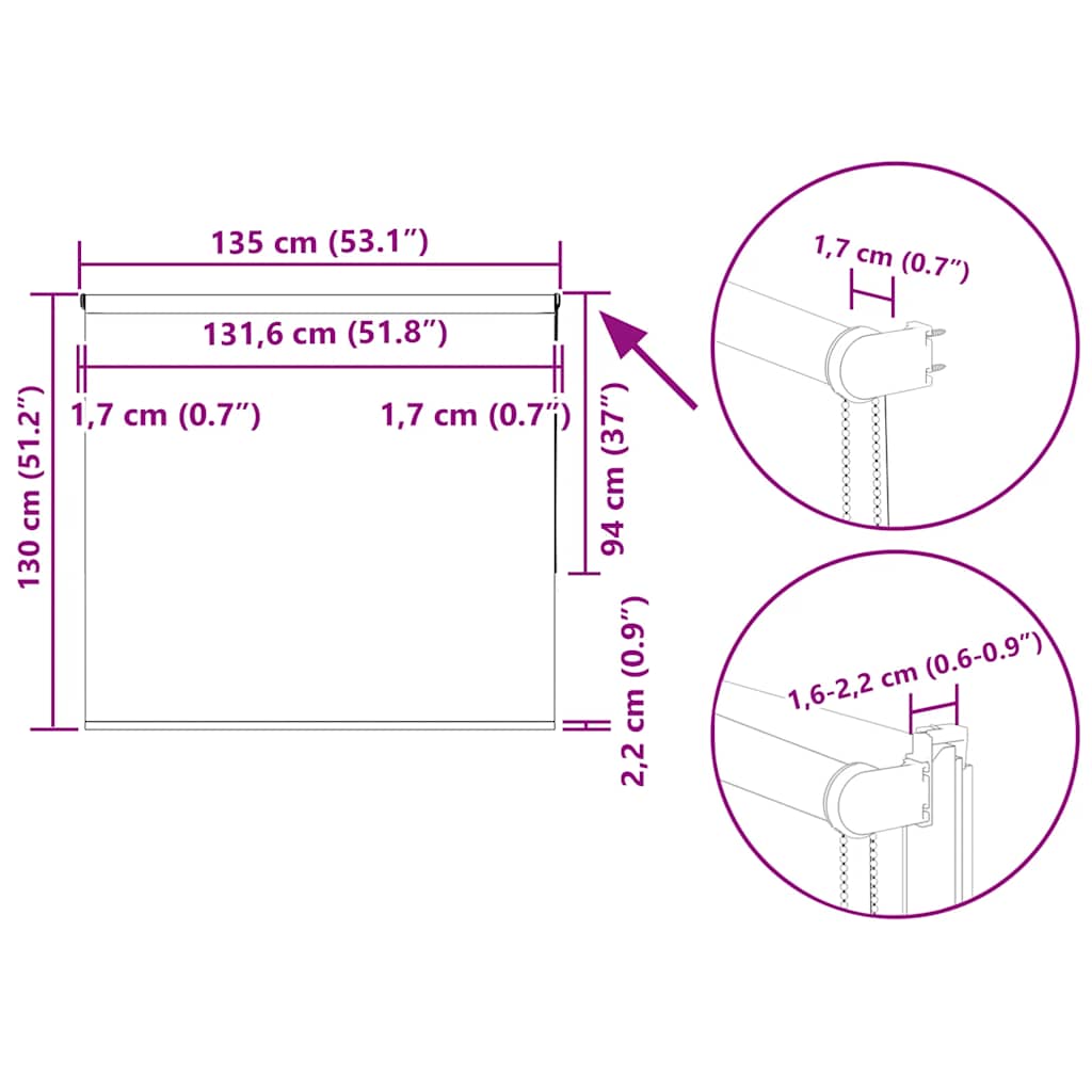 Rolgordijn verduisterend 135x130 cm stofbreedte 131,6 cm blauw image 18