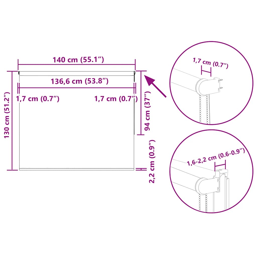 Roleta zatemňovací našedlá šířka látky 136,6 cm polyester - obrázek 18