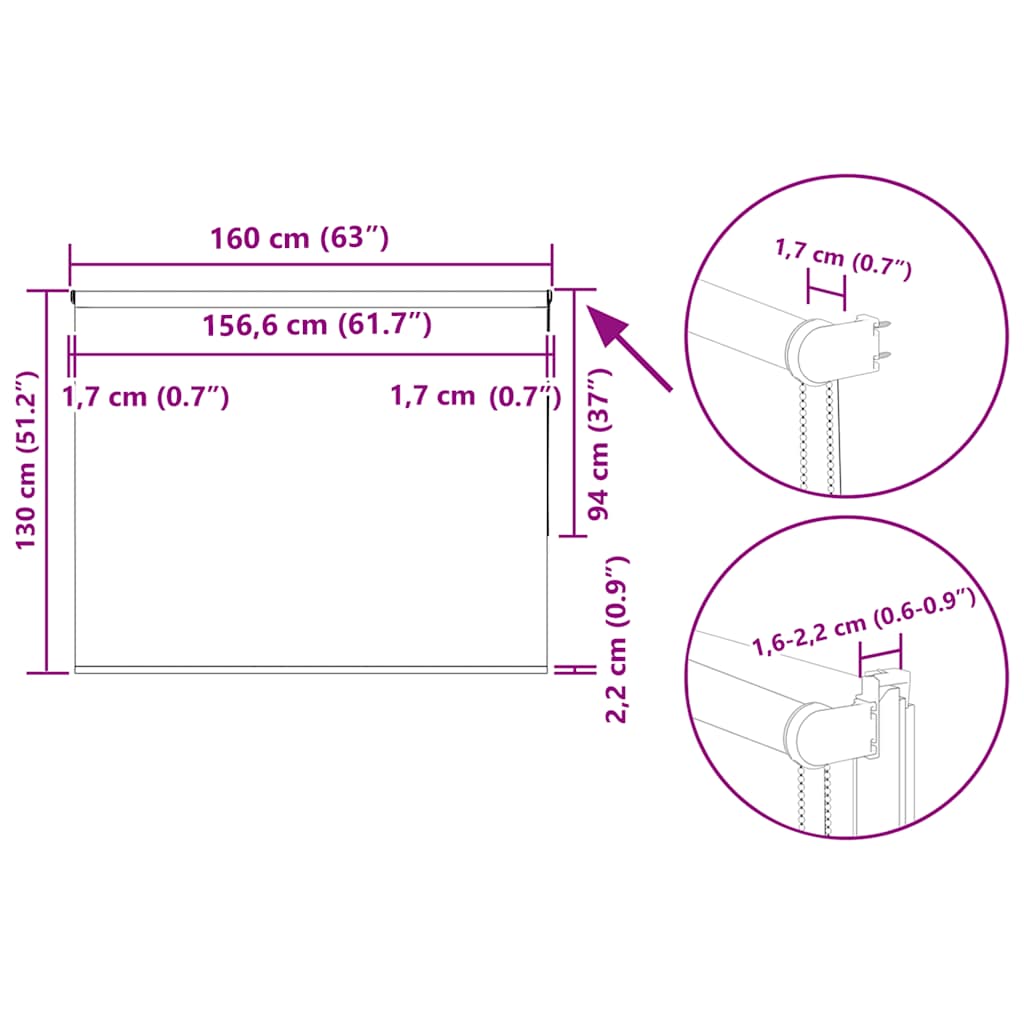 Roleta zatemňovací našedlá šířka látky 156,6 cm polyester - obrázek 17