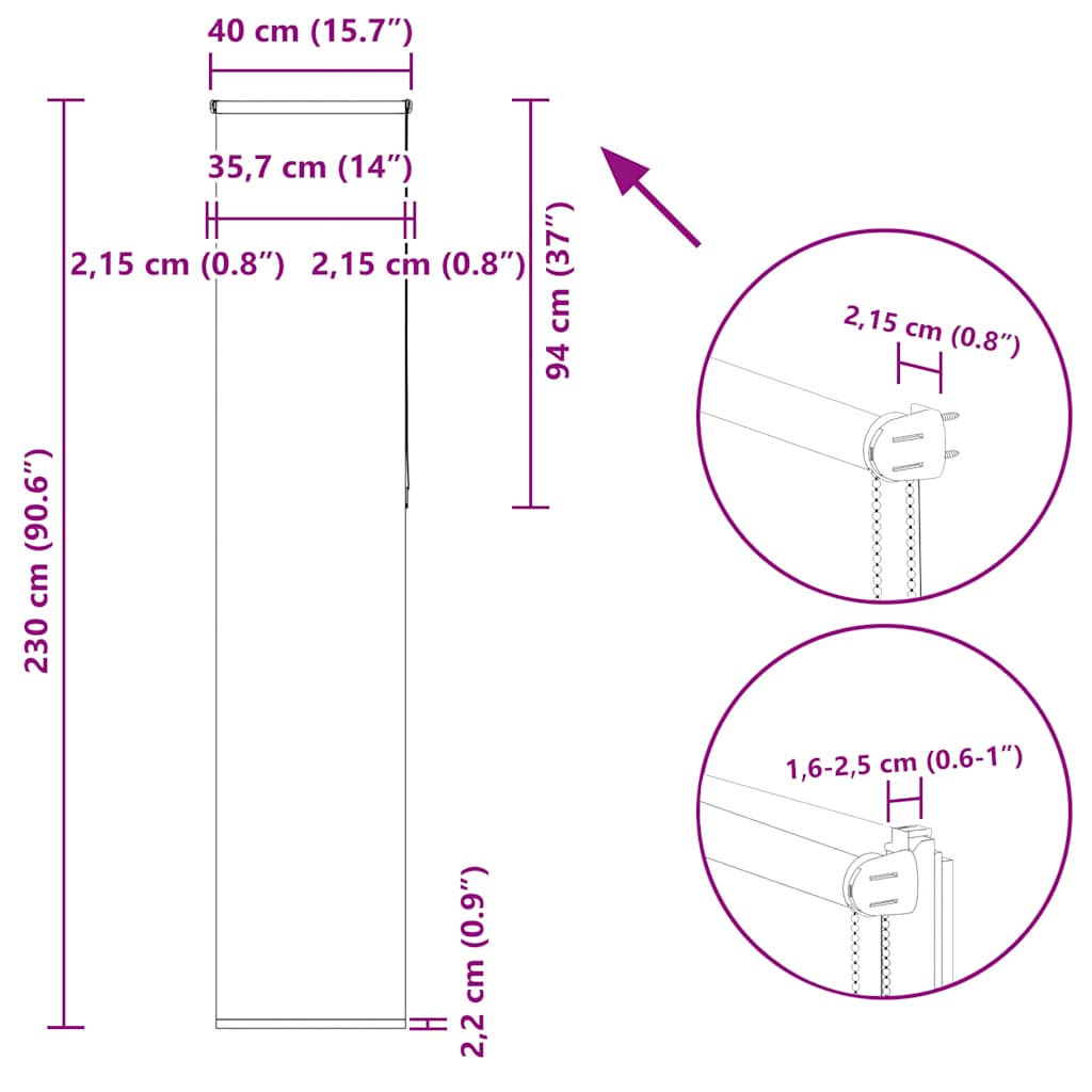Roleta zatemňovací našedlá šířka látky 35,7 cm polyester - obrázek 18