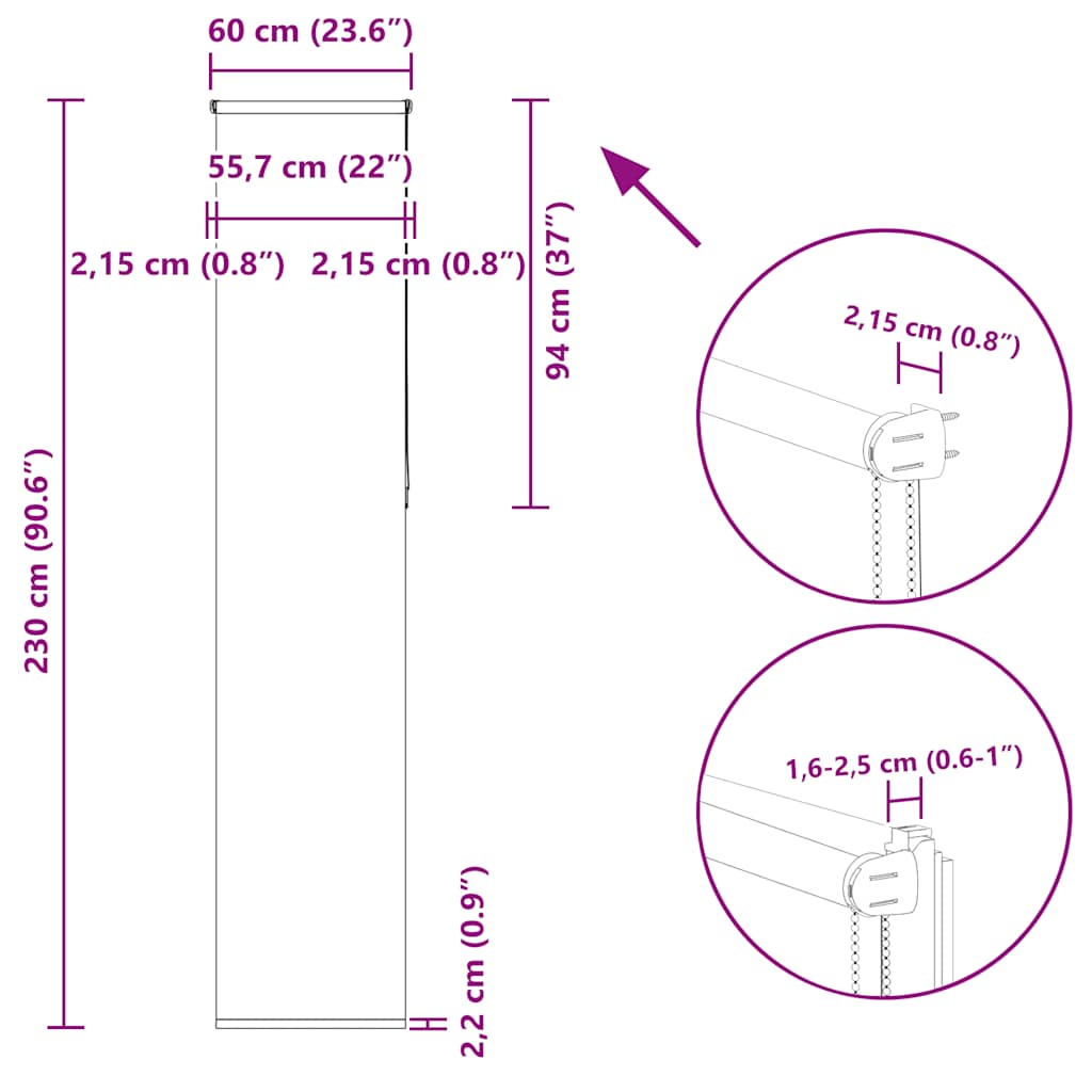 Roleta zatemňovací našedlá šířka látky 55,7 cm polyester - obrázek 18