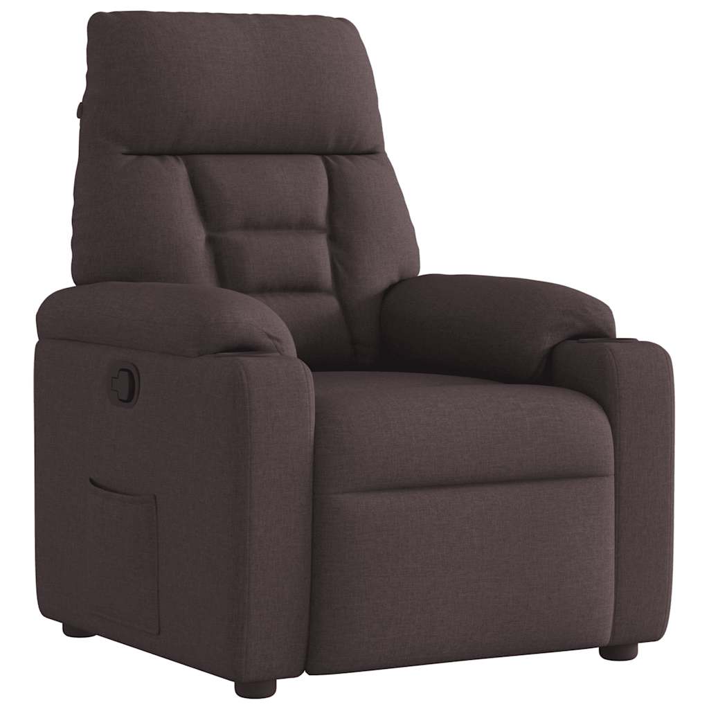 vidaXL Polohovací křeslo tmavě hnědé textil