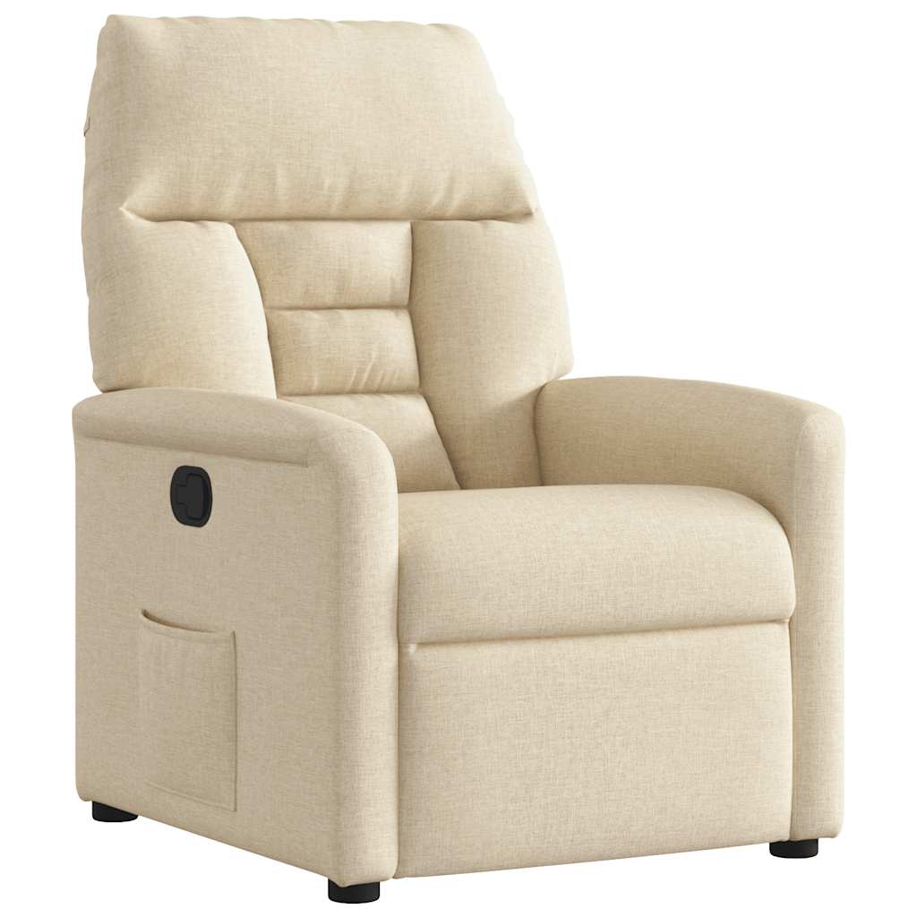 vidaXL Fotoliu rabatabil, crem, material textil