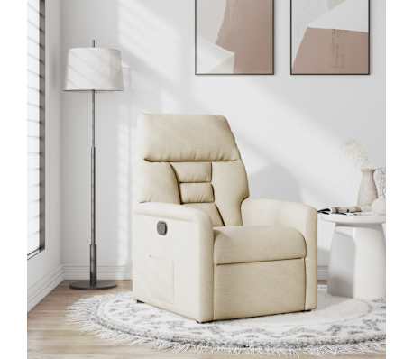 vidaXL atpūtas krēsls, atgāžams, krēmkrāsas audums