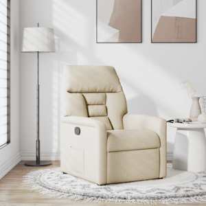 vidaXL atpūtas krēsls, atgāžams, krēmkrāsas audums