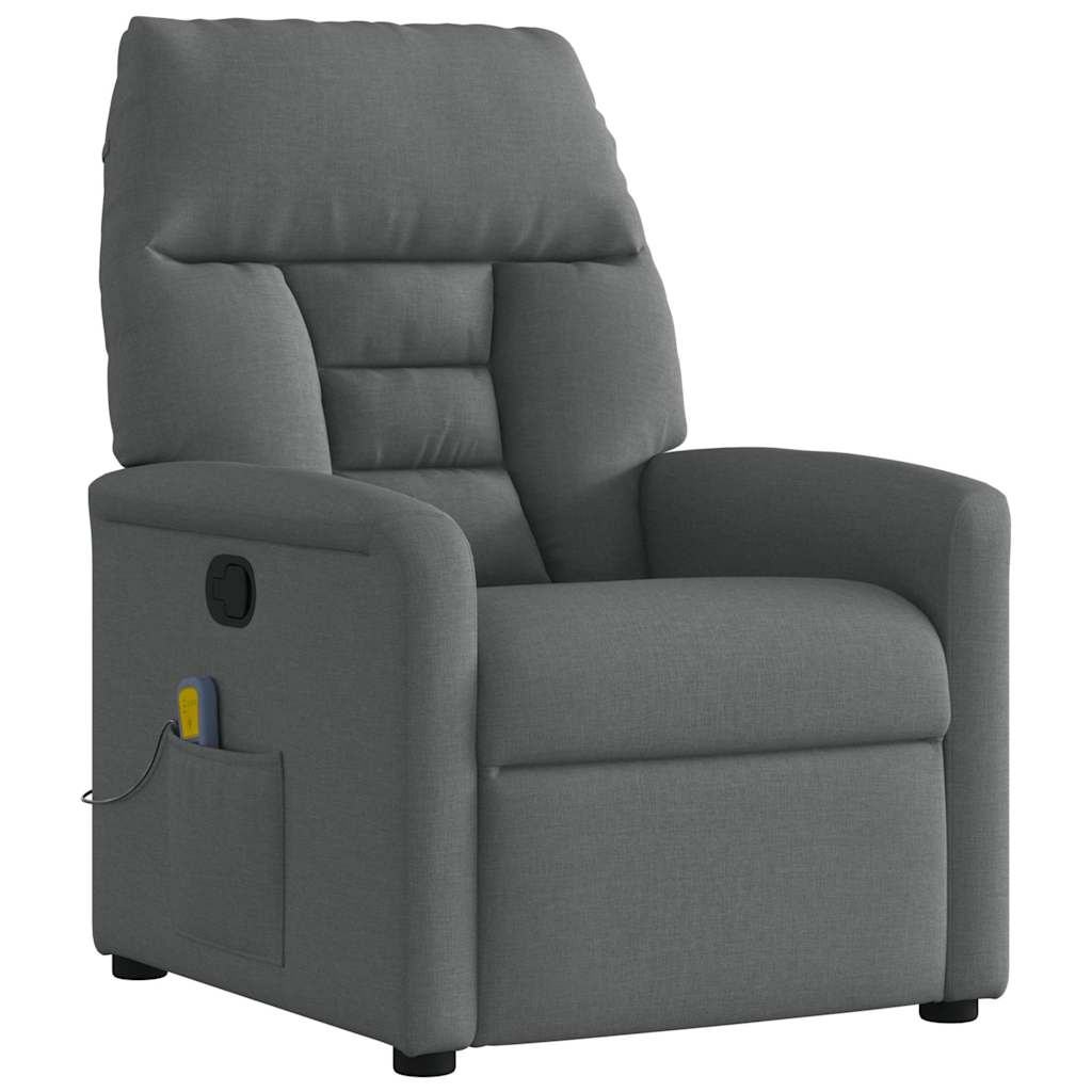 vidaXL Masážní polohovací křeslo tmavě šedé textil