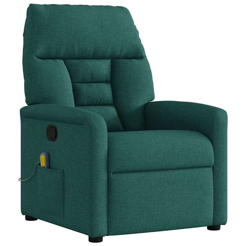 vidaXL Masážní polohovací křeslo tmavě zelené textil