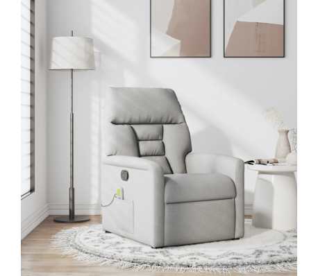 vidaXL Rozkładany fotel masujący, szary, obity tkaniną