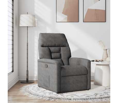 vidaXL Fotoliu rabatabil, gri &icirc;nchis, microfibră