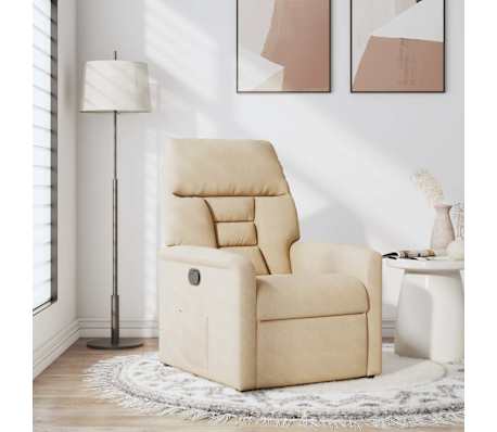 vidaXL atpūtas krēsls, krēmkrāsas mikro&scaron;ķiedras audums